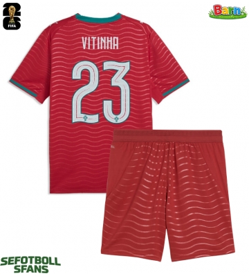 Portugal Vitinha #23 Hemmaställ Barn VM 2026 Kortärmad (+ Korta byxor)